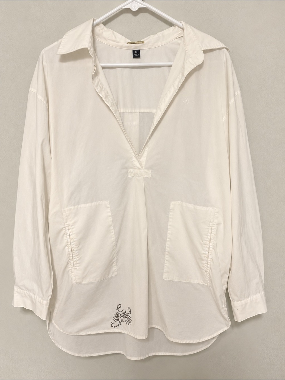 Adrienne Vittadini Cream V-Neck Swim Coverup Tunic